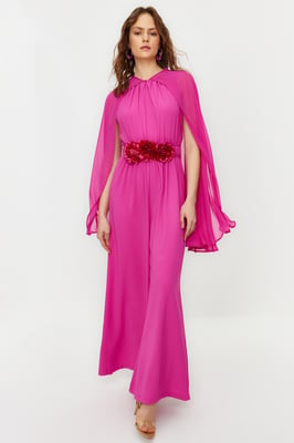 Elegantes, ärmelloses, langes, elegantes, normal geschnittenes, modisches Abendkleid in Rosa, Unifarben.
