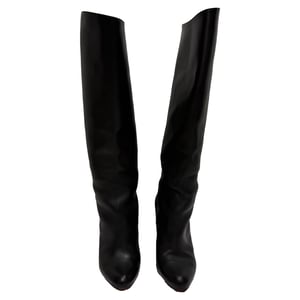 Christian Louboutin Stiefel mit Mandelspitze in schwarzem Leder kniehoch