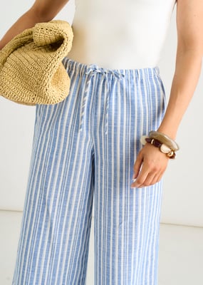 Blau gestreifte Leinen-Mix-Streifenhose