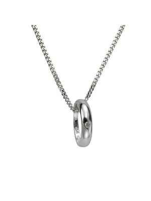 Zeeme for Kids Halskette 925 Silber Taufring  mit Diamant 0,01ct.