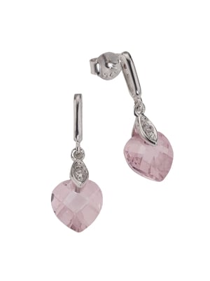 Zeeme for Kids Ohrringe 925 Sterling Silber Zirkonia Herz pink