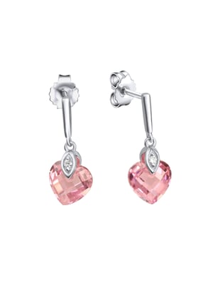 Zeeme for Kids Ohrringe 925 Sterling Silber Zirkonia Herz pink