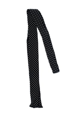 Saint Laurent, schmaler schwarzer Seidenschal mit Punkten