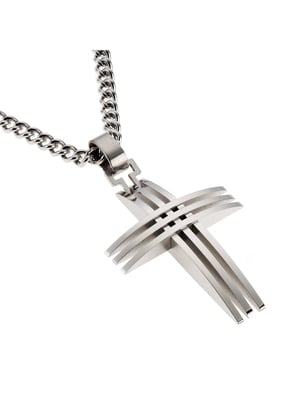 Zeeme Stainless Steel Halskette Edelstahl mit Kreuz-Anhänger 50cm lang