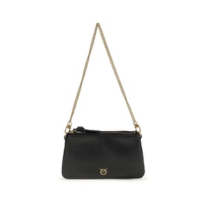PINKO Schwarze Kalbsleder Bos Taurus Schultertasche