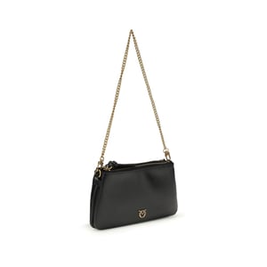 PINKO Schwarze Kalbsleder Bos Taurus Schultertasche