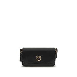PINKO Schwarze Kalbsleder Bos Taurus Schultertasche