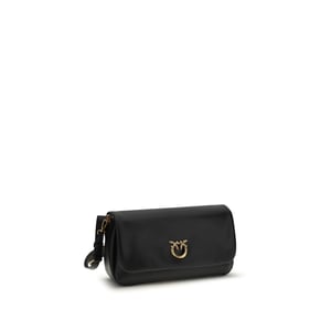 PINKO Schwarze Kalbsleder Bos Taurus Schultertasche