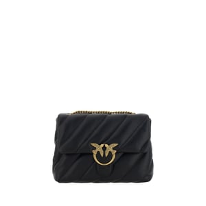 PINKO Schwarze Kalbsleder Bos Taurus Schultertasche
