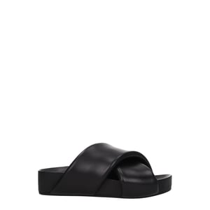 Jil Sander Schwarze Leder-Pantoletten