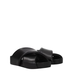 Jil Sander Schwarze Leder-Pantoletten