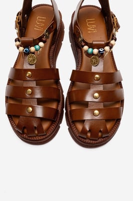 Solis Leder-Sandale mit Perlen