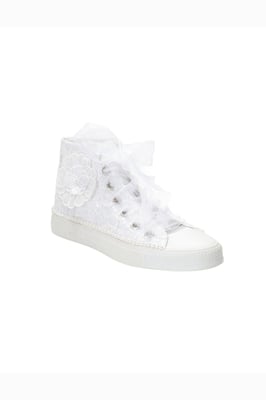 Mariselle Perlen Spitzen Braut High-Top Sneaker