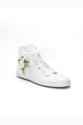 Sylvara Blumen Spitze Band Braut High-Top Sneaker