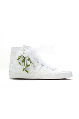 Sylvara Blumen Spitze Band Braut High-Top Sneaker