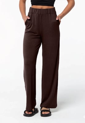Long Viscose Pants DUNKELBRAUN
