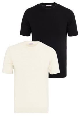 T-Shirt Basic-Strick-T-Shirt, 2Er-Pack