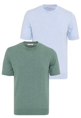 T-Shirt Basic-Strick-T-Shirt, 2Er-Pack