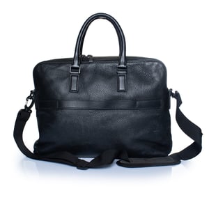 Hugo Boss Laptoptasche aus genarbtem Leder in Schwarz