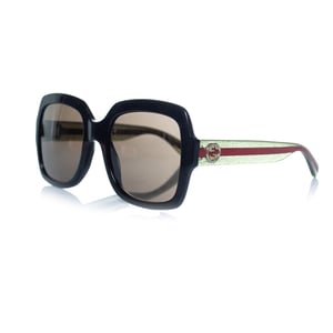 Gucci, schwarze übergroße Sonnenbrille mit Web-Print