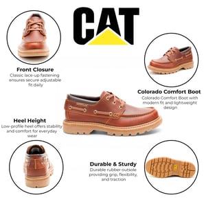 CAT (Caterpillar) Herren-Stiefel aus dunkelrotbraunem Leder, niedrig geschnitten - Colorado Boat Lo