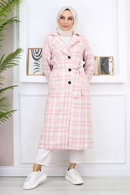 Kariert Chanel Kaschmir Mantel Rosa