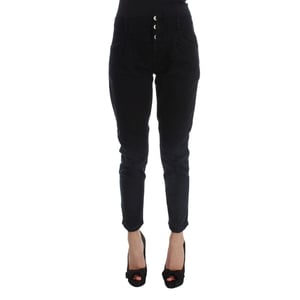 Costume National Schwarze Baumwoll-Cropped Jeans