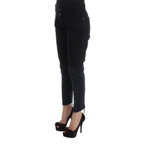 Costume National Schwarze Baumwoll-Cropped Jeans
