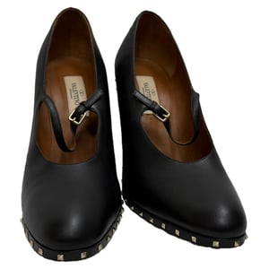 Valentino Garavani Rockstud Mary Jane Pumps aus schwarzem Leder