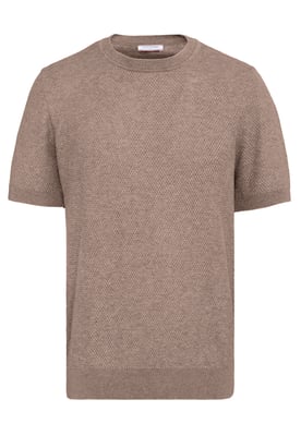 T-Shirt Basic-Strick-T-Shirt Mit Rundhalsausschnitt Und Knöpfen