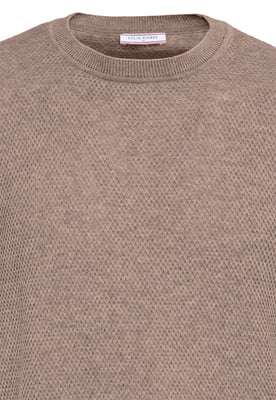 T-Shirt Basic-Strick-T-Shirt Mit Rundhalsausschnitt Und Knöpfen