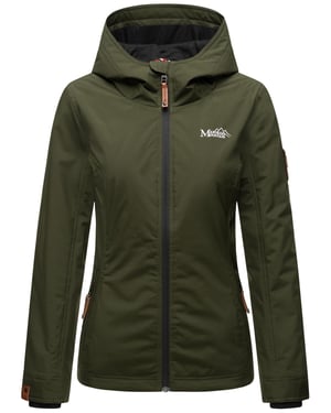 Marikoo Damen Übergangsjacke leichte wind- und wasserabweisende Jacke mit Kapuze Olive