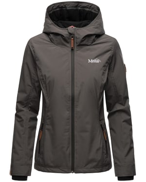 Marikoo Damen Übergangsjacke leichte wind- und wasserabweisende Jacke mit Kapuze Anthrazit