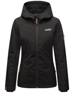 Marikoo Damen Übergangsjacke leichte wind- und wasserabweisende Jacke mit Kapuze Schwarz