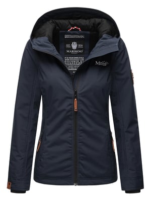 Marikoo Damen Übergangsjacke leichte wind- und wasserabweisende Jacke mit Kapuze Navy