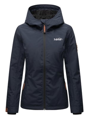 Marikoo Damen Übergangsjacke leichte wind- und wasserabweisende Jacke mit Kapuze Navy