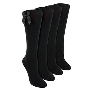 Mädchen 4er Pack Kniehohe Schulsocken mit Schleifen-Bow | Einfache Lange Socken für Kinder