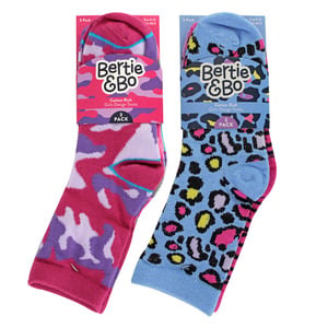 6er-Pack Mädchen Tiermuster Baumwollsocken | Bunte Camouflage-Muster-Socken