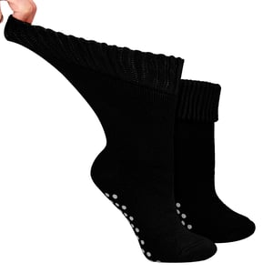 Damen Extra Breite Winterbett-Socken mit Grip | Rutschfeste Thermo-Schlafsocken