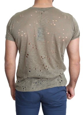Guess Braun Baumwolle Stretch Logo Druck Herren Freizeit Perforiertes T-Shirt