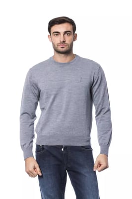 Billionaire Italian Couture Grauer Merinowollpullover für Herren