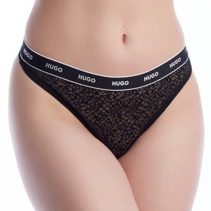 3er-Pack Damen Spitzenstringtangas mit Logo 50535265