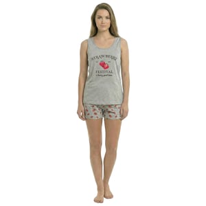 Damen-Sommerpyjama mit breiten Trägern, Baumwolle KL45250