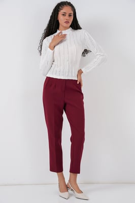 Strukturierte Slim-Fit Halbturtleneck-Bluse
