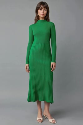 Rippierter halber Rollkragen Bodycon Strickkleid
