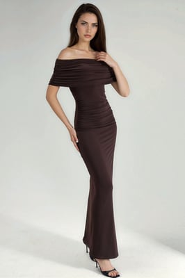 Halsloses Maxi Bodycon-Kleid