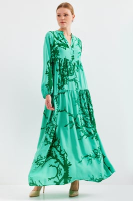 Bedrucktes V-Ausschnitt Maxikleid