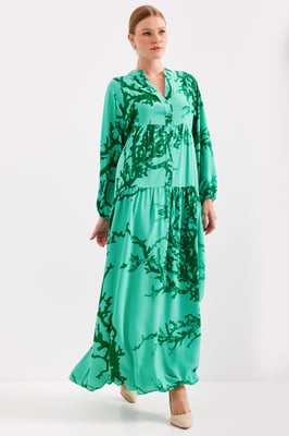 Bedrucktes V-Ausschnitt Maxikleid