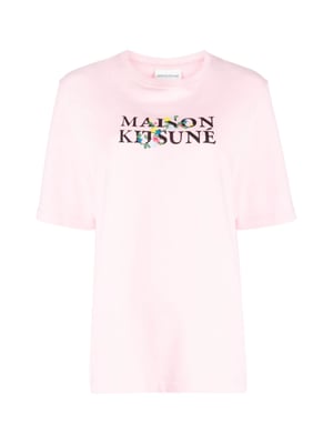T-Shirt mit Blumenmuster und klassischem Logo