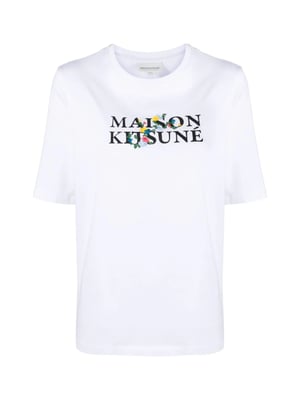 T-Shirt mit Blumenmuster und klassischem Logo